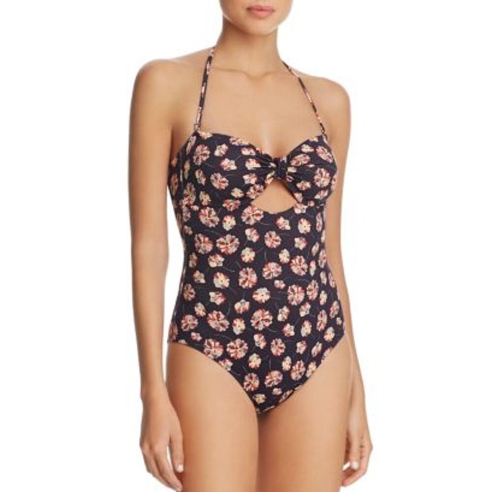 EBERJEY Falling Floral Lulu One Piece Swim Bathing Suit Black Floral NWT Large